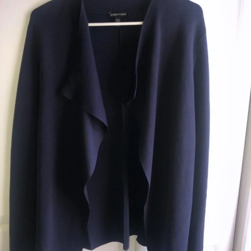 Eileen Fisher Cardigan Sweater XS Navy Blue‎ Silk Cotton Condition: